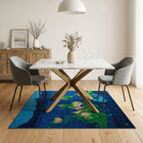 Pixelated World Map Navy Blue Area Rug