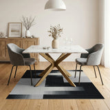 Modern Black White Geometric Modern Area Rug
