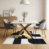 Bold Black Gold Geometric Area Rug