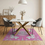 Pink Ornate Swirl Fanburst Area Rug