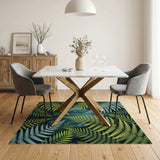 Lush Teal Fern Canopy Area Rug