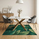 Floral Vintage Emerald Green Gold Palm Leaf Area Rug