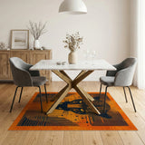 Fierce Jaguar Head Geometric Area Rug