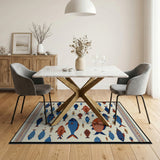 Vibrant Geometric Fish Multi-Color Area Rug