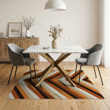 Orange Bold Orange Chevron Geometric Area Rug