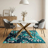 Teal Pearl Bubble Shimmer Area Rug