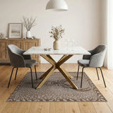 Beige Spotted Fawn Head Area Rug with Leaf Border