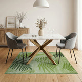 Green Floral Vintage Lush Fern Leaf Green Area Rug