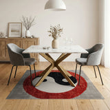 Red Border Yin-Yang Area Rug