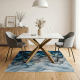 Blue and Teal Fluid Blue Teal Abstract Area Rug