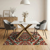 Vintage Red Floral Ornate Area Rug
