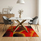 Fiery Red Halftone Wave Abstract Rug