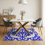 Blue and Teal Elegant Blue Floral Ornate Area Rug