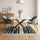 Black and White Geometric Modern Black White Horizontal Striped Area Rug