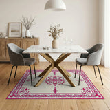 Ornate Pink Mandala Persian Rug