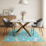 Playful White Puppies Bubbles Blue Area Rug