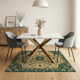 Opulent Teal Medallion Persian Area Rug