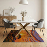 Savanna Sunset Elephant Silhouette Area Rug