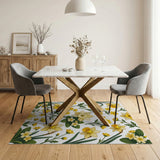 Vibrant Yellow Daffodil Floral Area Rug