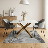 Grey Grey Palm Frond Coastal Area Rug