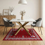 Festive Christmas Snowmen Red Area Rug