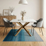 Blue and Teal Blue Ombre Gradient Striped Area Rug