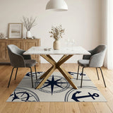Nautical Anchor Compass Rose Area Rug