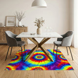 Vibrant Rainbow Spiral Washable Area Rug