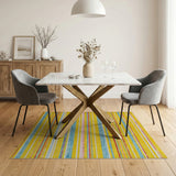 Vibrant Multi-Color Striped Woven Area Rug