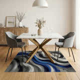 Abstract Swirl Brushstroke Area Rug in Blue Grey
