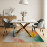 ODIKA Washable Abstract Sun Landscape Modern Area Rug - Low Pile & Non-Slip