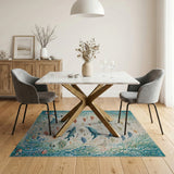 Teal Dolphins Coral Reef Ocean Fish Rug