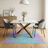 Abstract Contour Wave Area Rug in Teal-Pink Gradient