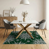 Geometric Modern Green Emerald Green Snowflake Geometric Area Rug