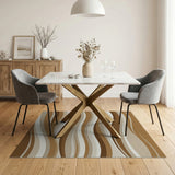 Brown and Tan Wavy Layers Brown Tan Abstract Area Rug