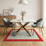 Vibrant Multi-Color Dot Matrix Area Rug with Red Polka Border