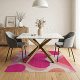 Vibrant Geometric Hearts Area Rug