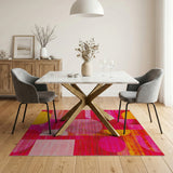 Vibrant Pink Yellow Geometric Abstract Rug