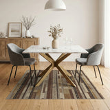 Textured Beige Neutral Stripe Woven Area Rug