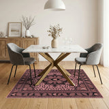 Pink Leopard Mandala Boho Area Rug
