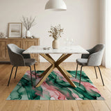 Fluid Green Pink Abstract Area Rug