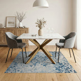 Floral Vintage Blue Peony Floral Vintage Area Rug