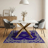 Navy Blue Ornate Persian Motif Area Rug