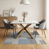 Grey Blue Geometric Modern Area Rug