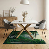 Pine Forest Waterfall Mountain Area Rug