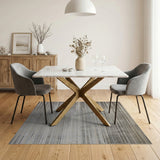 Grey Horizontal Striped Textured Area Rug