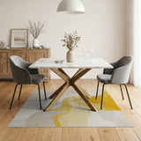 Yellow Abstract Wave Area Rug