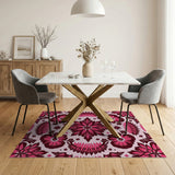 Vibrant Pink Floral Baroque Area Rug