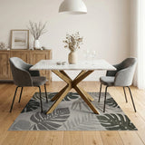 Monstera Leaf Area Rug in Green Grey
