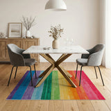 Vibrant Rainbow Horizontal Stripe Geometric Modern Area Rug